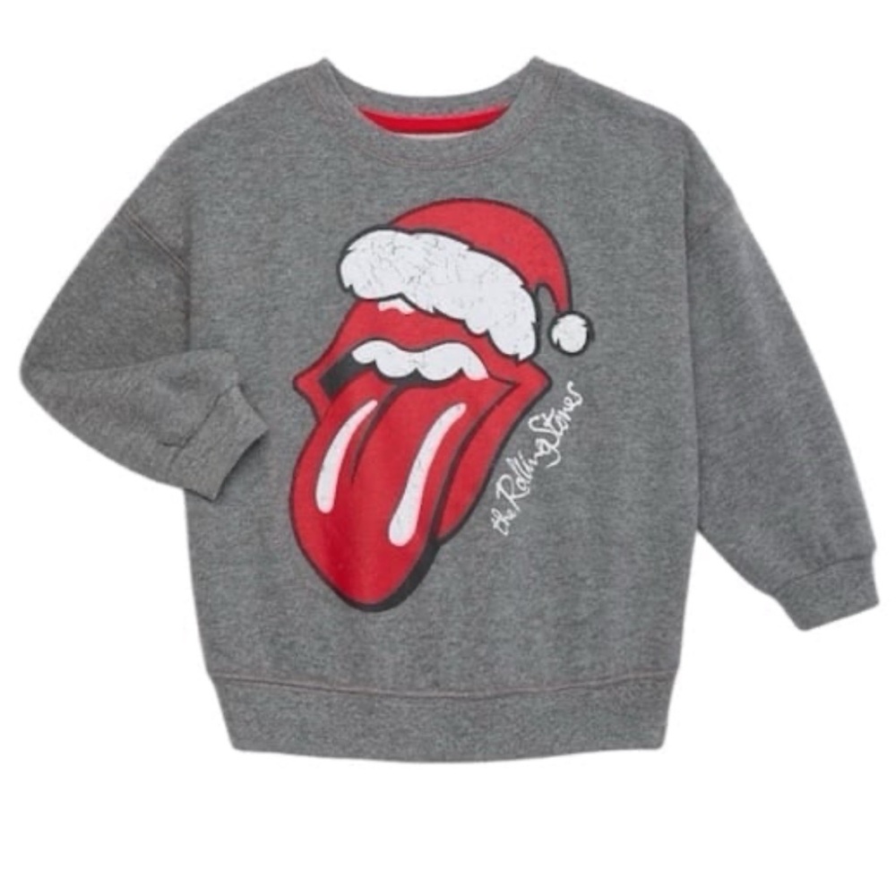 Girls 5T Rolling Stones Grey Christmas Sweatshirt